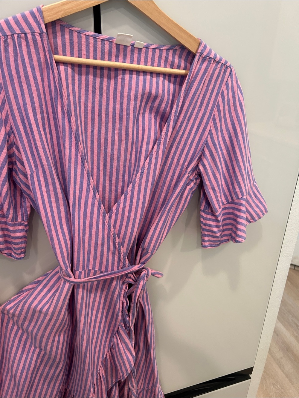 Yeezy Pink and Blue Striped Wrap Dress